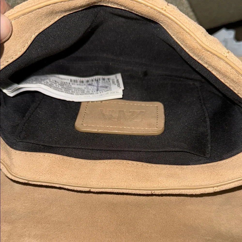 Zara Beige Quilted Leather Fleece Handbag - Picture 10 of 13